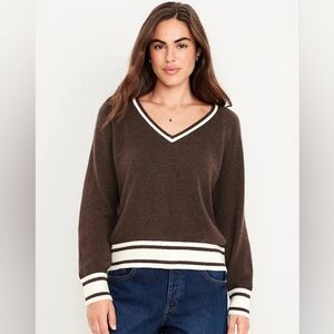 Old Navy SoSoft Loose V-Neck Sweater Brown Large